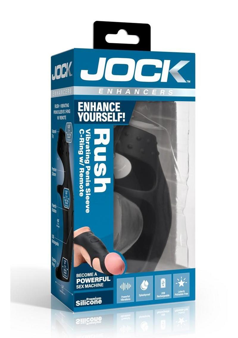 Jock Rush Vibrating Penis Sleeve Rechargeable Silicone Cock Ring with Remote Control