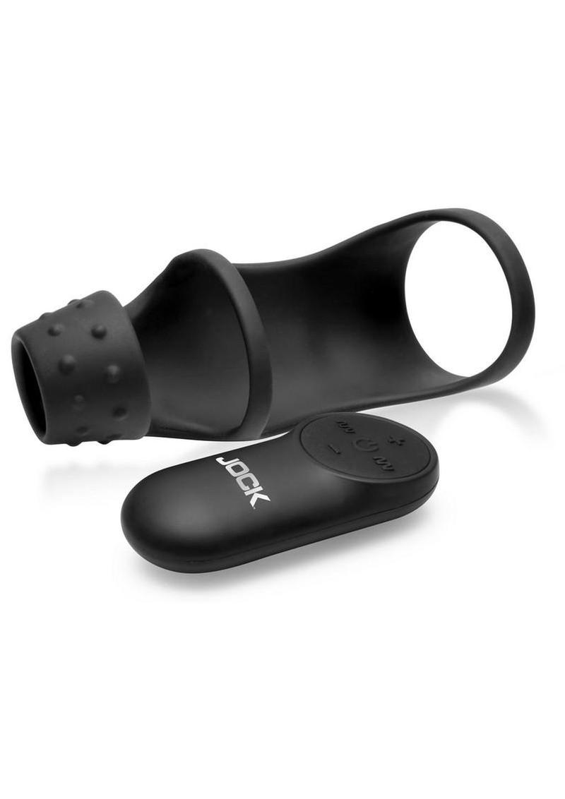 Jock Rush Vibrating Penis Sleeve Rechargeable Silicone Cock Ring with Remote Control