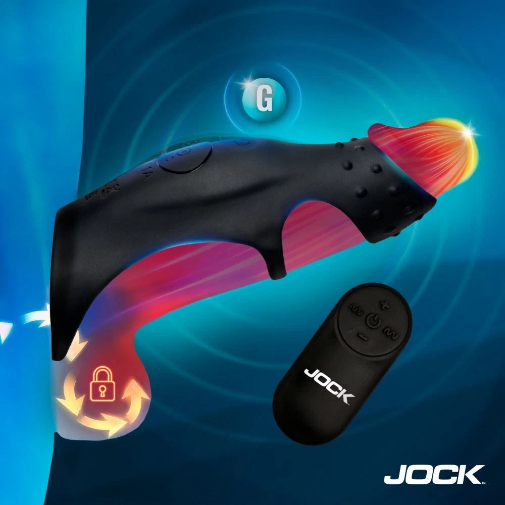 Jock Rush Vibrating Penis Sleeve Rechargeable Silicone Cock Ring with Remote Control