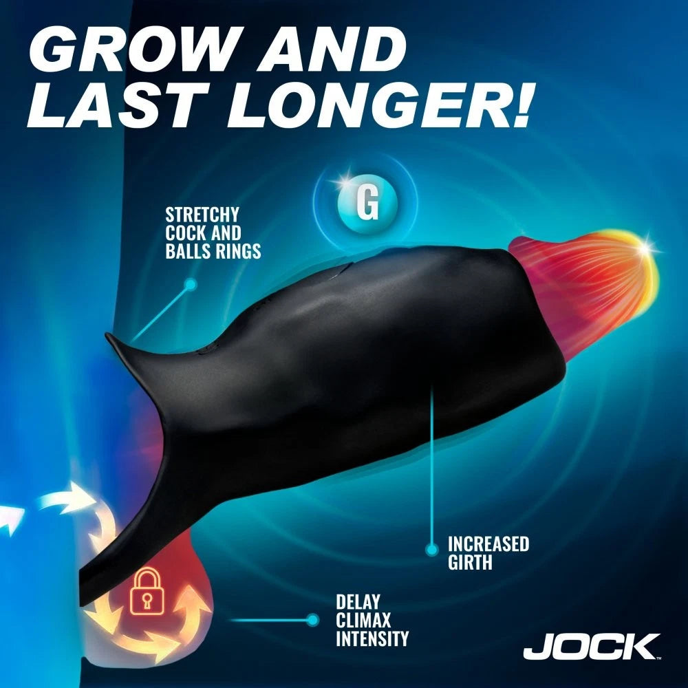 Jock Surge Vibrating Penis Sleeve Rechargeable Silicone Cock Ring with Remote Control