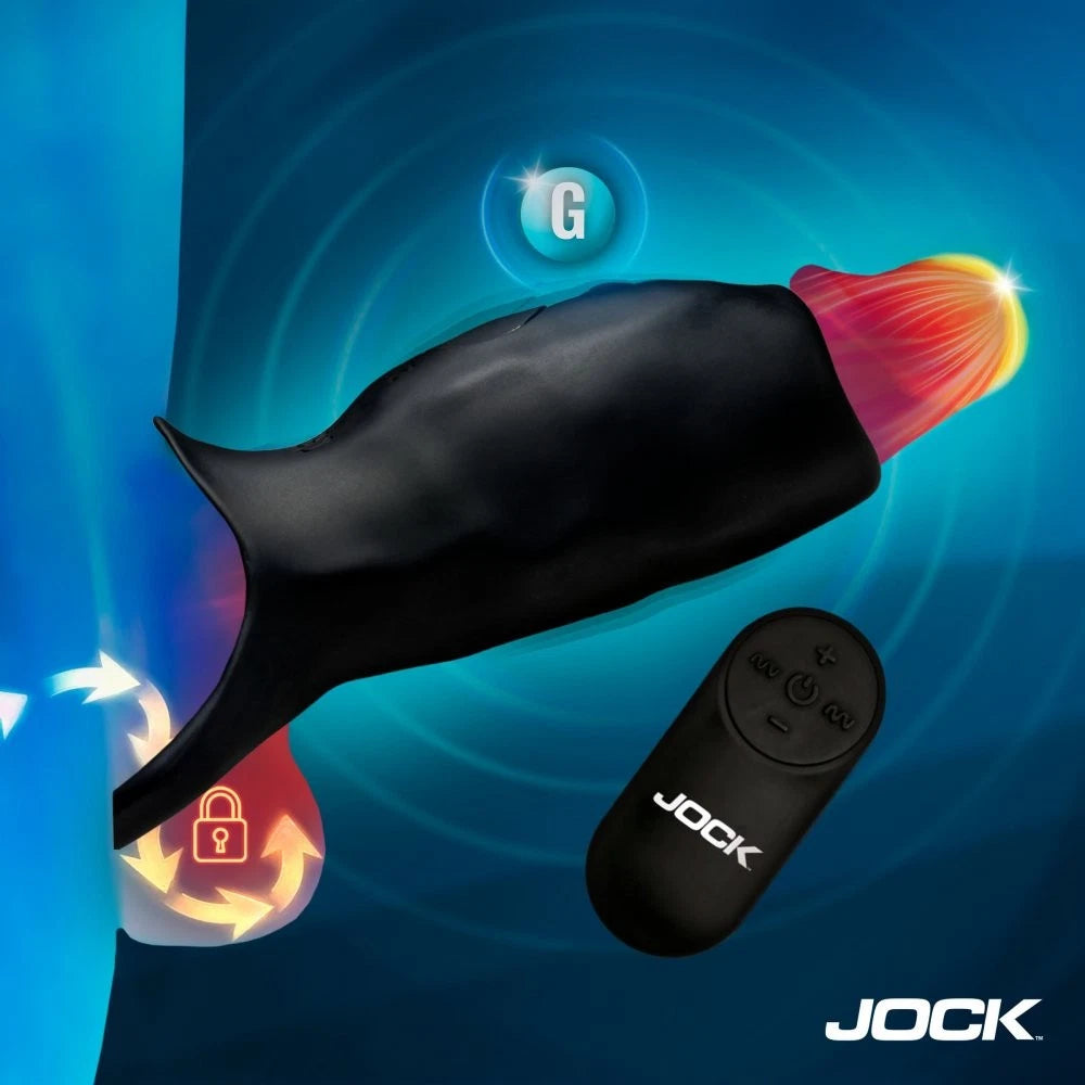 Jock Surge Vibrating Penis Sleeve Rechargeable Silicone Cock Ring with Remote Control