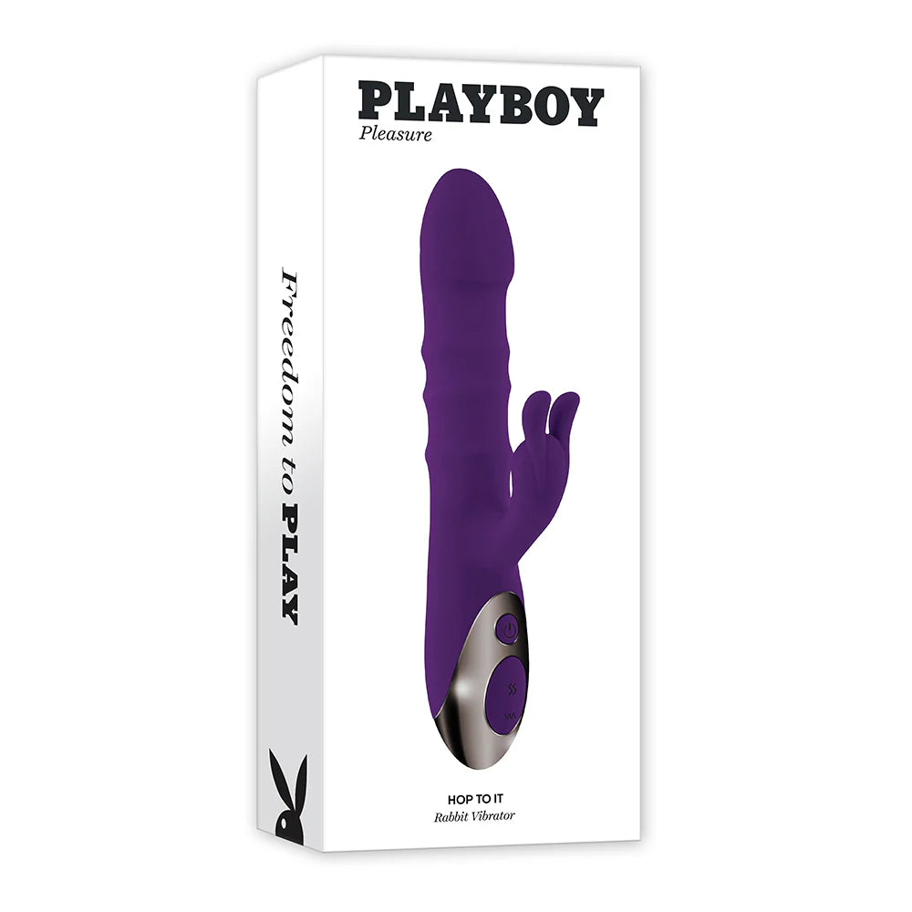 Playboy Hop To It Rechargeable Thrusting Silicone Dual Stimulation Vibrator