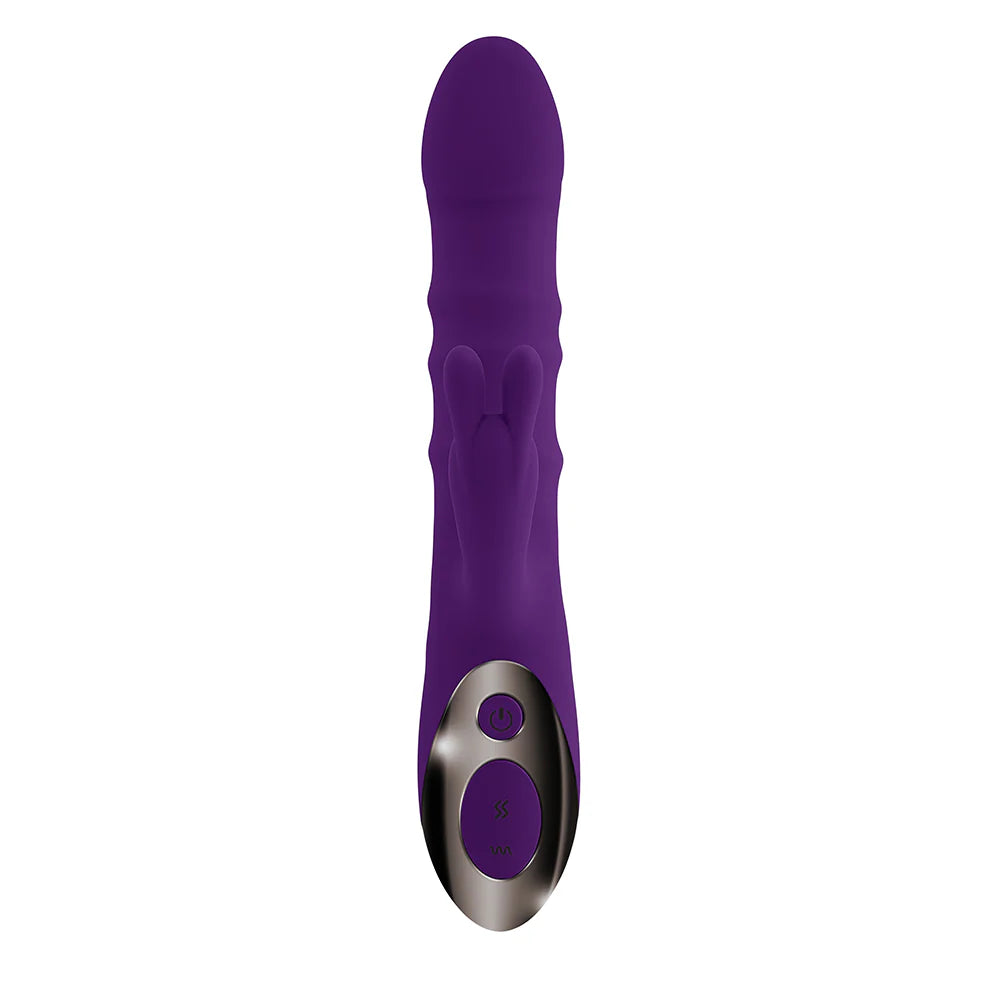 Playboy Hop To It Rechargeable Thrusting Silicone Dual Stimulation Vibrator
