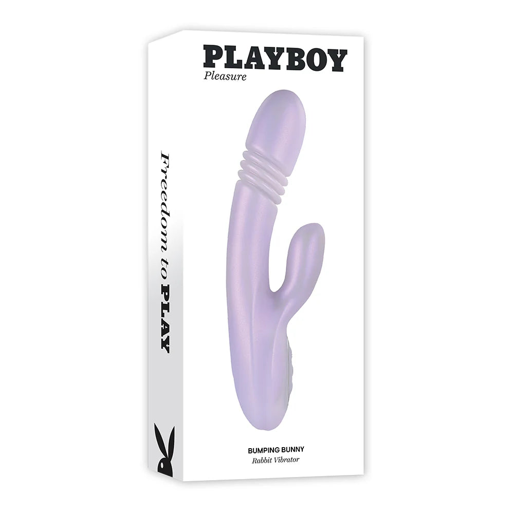 Playboy Bumping Bunny Rechargeable Thrusting Warming Silicone Dual Stimulation Vibrator