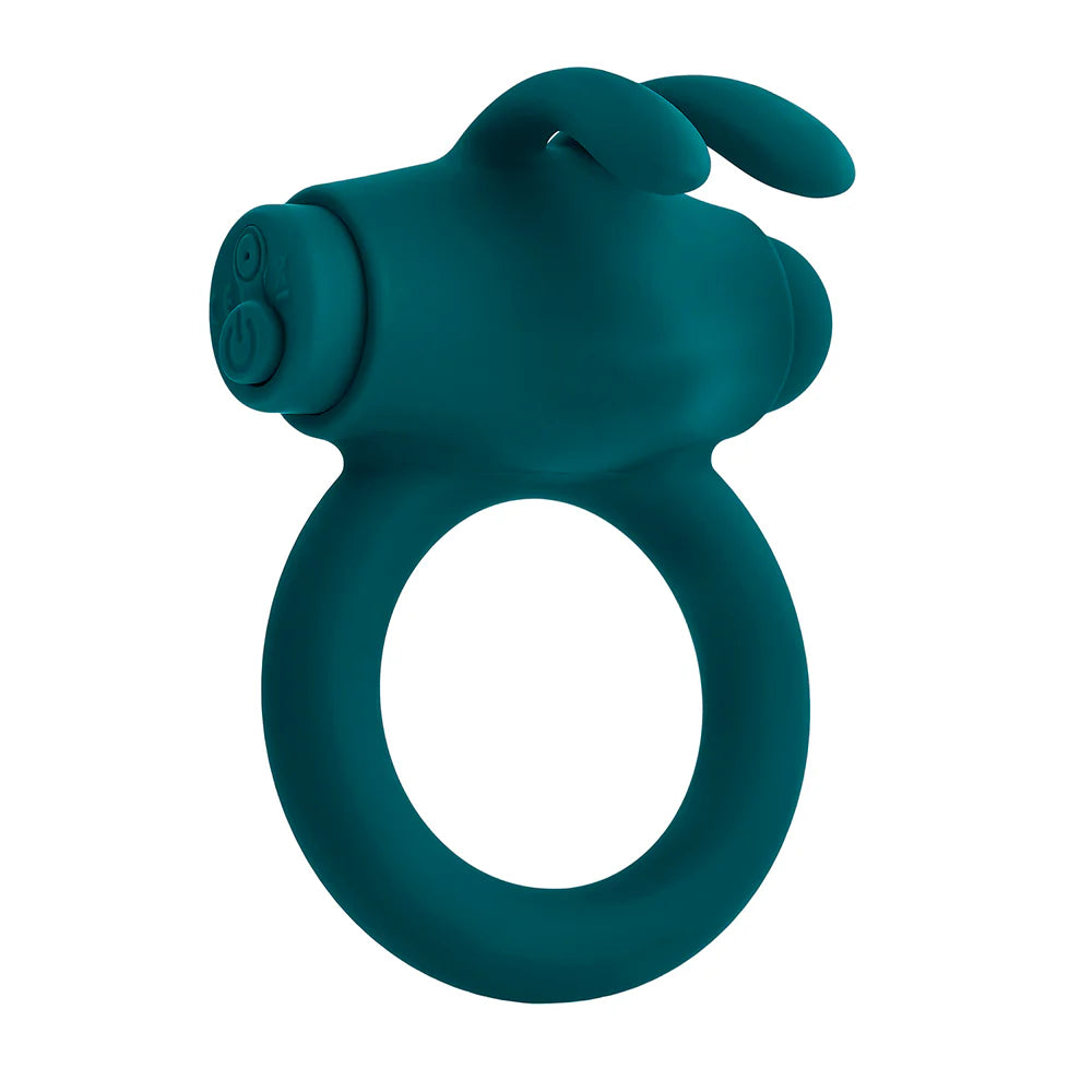 Playboy Bunny Buzzer Rechargeable Vibrating Silicone Cockring with Stimulator