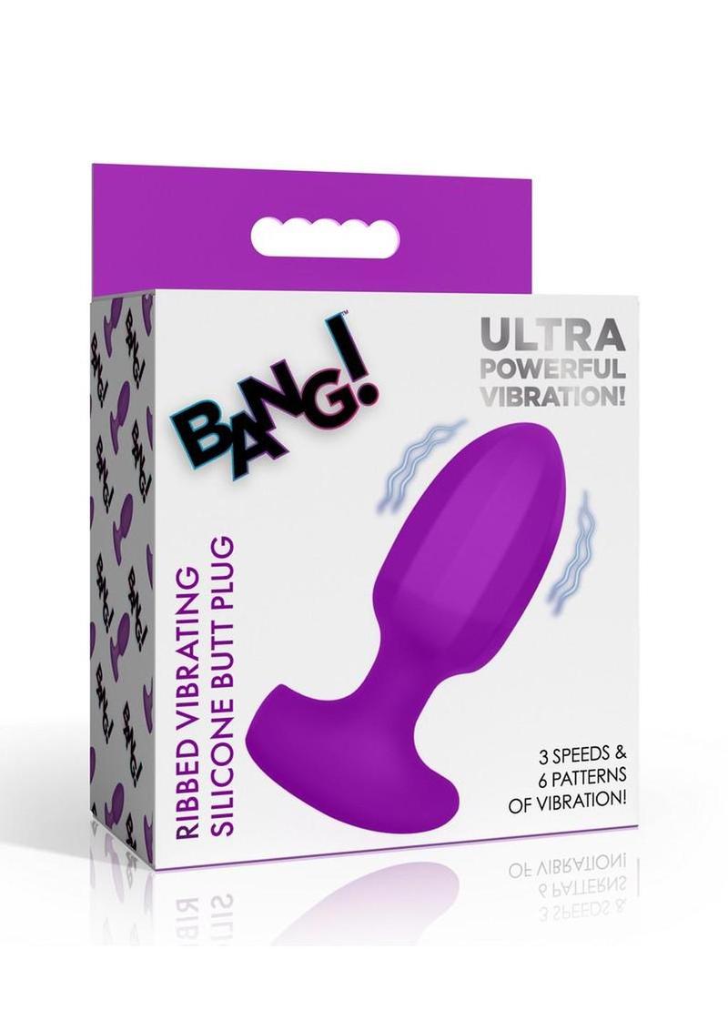 Bang! Ribbed Vibrating Silicone Butt Plug – Rechargeable Waterproof Anal Vibrator