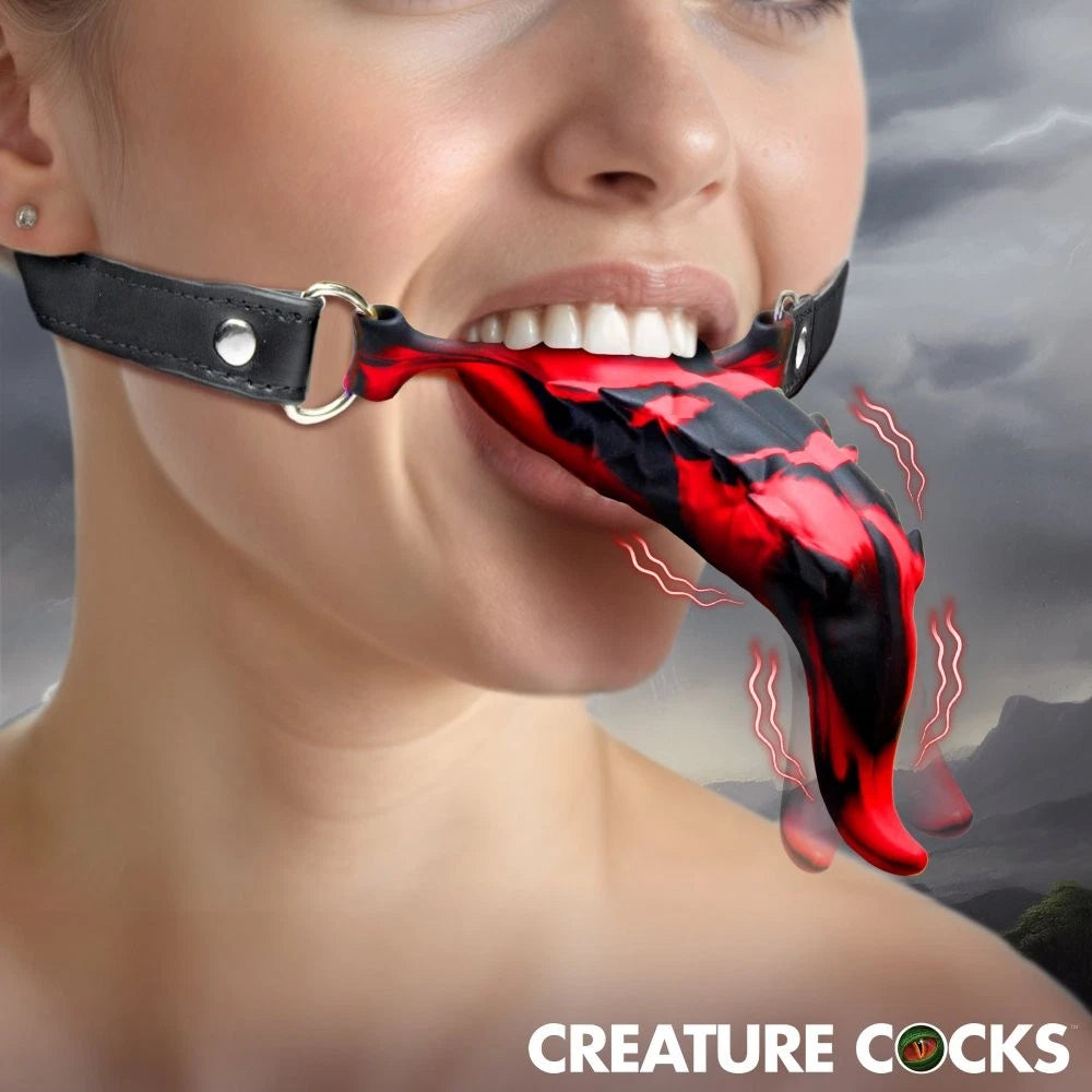 Creature Cocks Demon’s Tongue Vibrating Silicone Oral Enhancer with Harness – Rechargeable Waterproof Tongue Stimulator