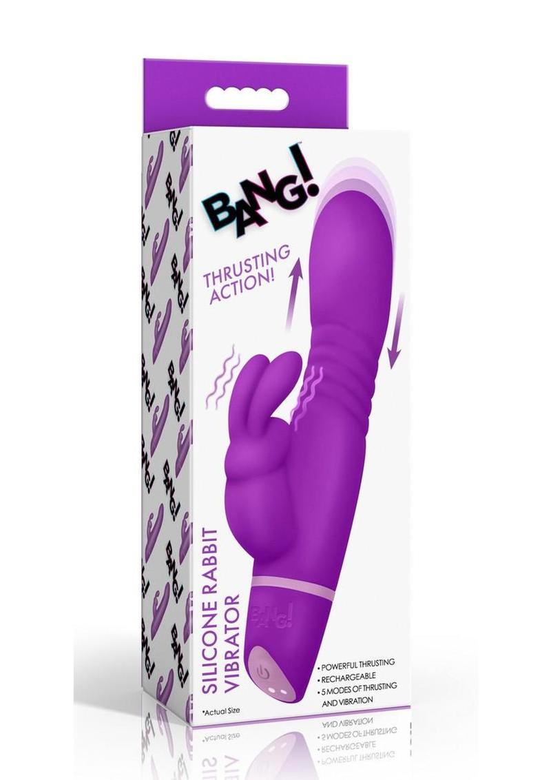 Bang! Thrusting Silicone Rabbit Vibrator – Dual Motor G-Spot Stimulator with Rotating Beads