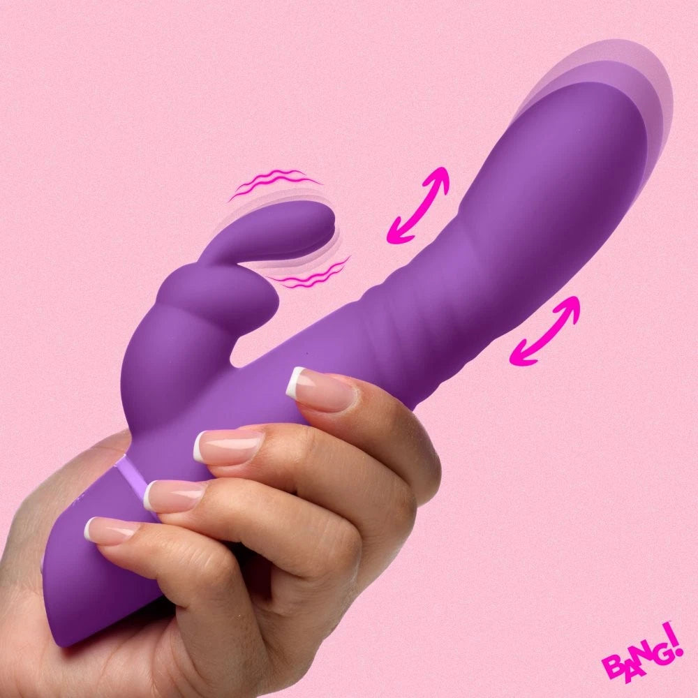 Bang! Thrusting Silicone Rabbit Vibrator – Dual Motor G-Spot Stimulator with Rotating Beads