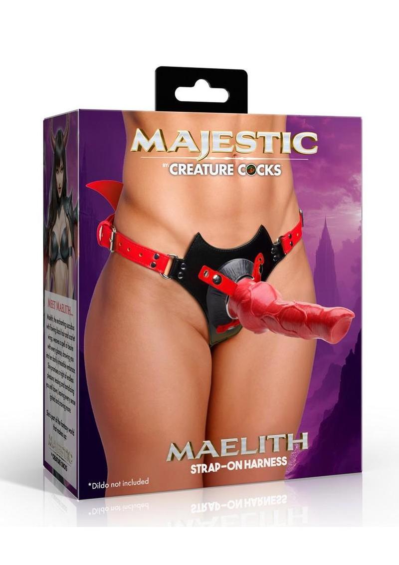 Creature Cocks Maelith Adjustable Strap-On Harness – Red & Black Vegan Leather
