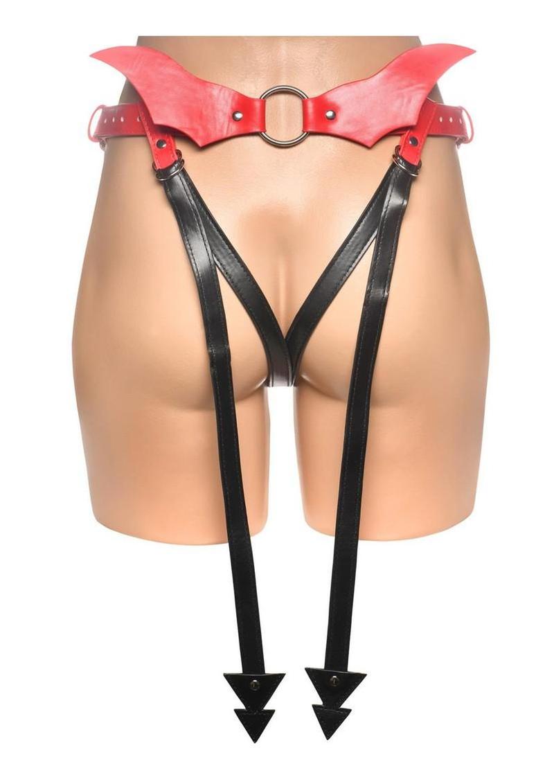 Creature Cocks Maelith Adjustable Strap-On Harness – Red & Black Vegan Leather