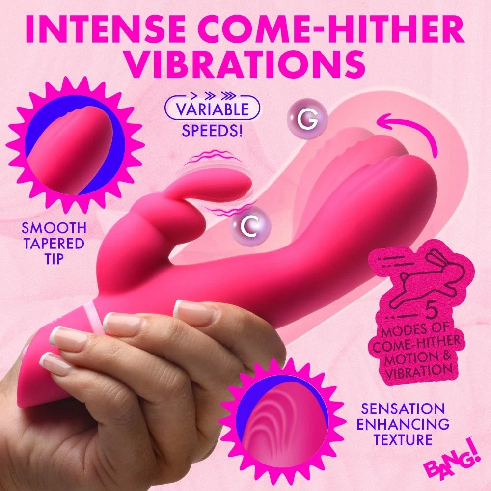 Bang! Come Hither Silicone Rabbit Vibrator – Rotating Beads & Dual Motor