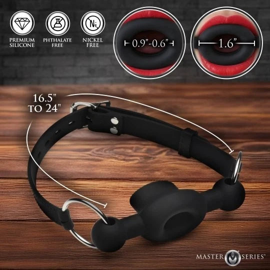 Master Series Forced Silicone Feeding Gag – Tapered Ring Gag with Adjustable Strap