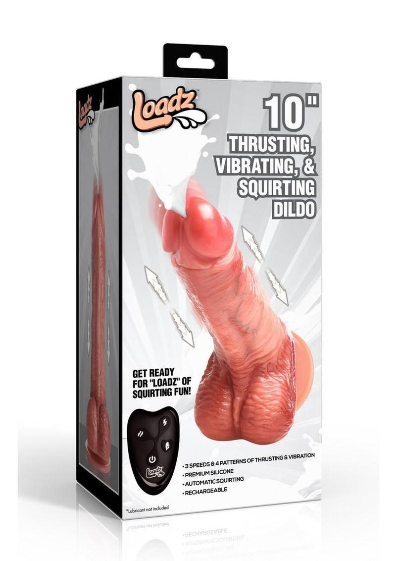 Loadz 10" Thrusting Vibrating & Squirting Silicone Dildo – Remote Control Rechargeable