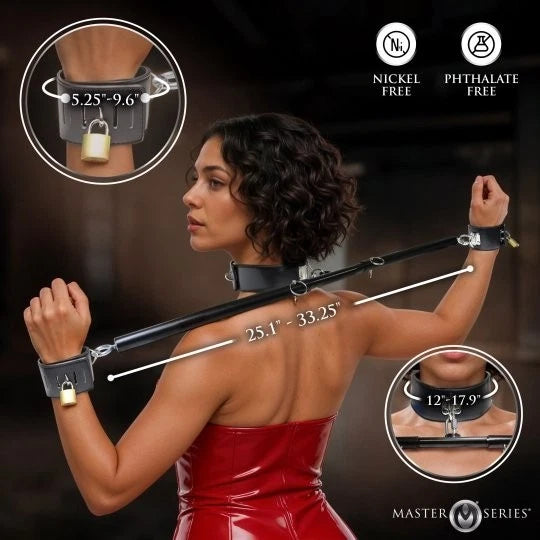 Master Series Dominion Bar Spreader Bar with Collar & Wrist Restraints