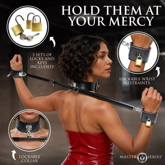 Master Series Dominion Bar Spreader Bar with Collar & Wrist Restraints