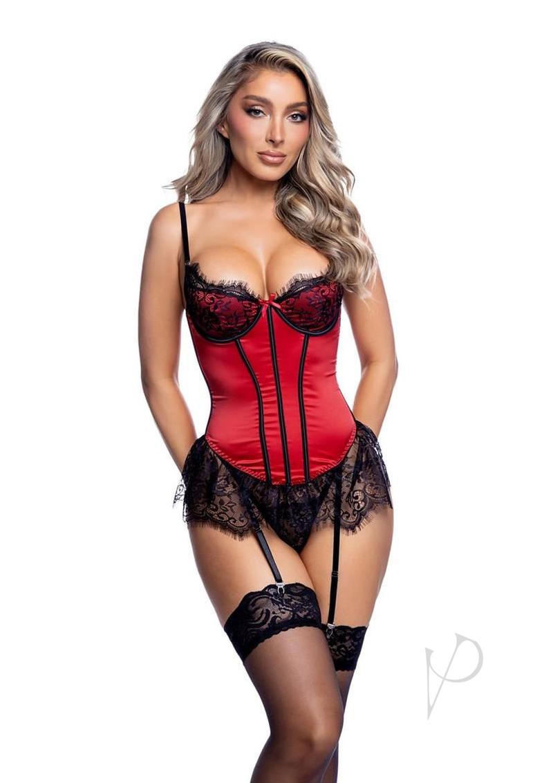 Bella Bustier Set 2pc Red/blk Xl