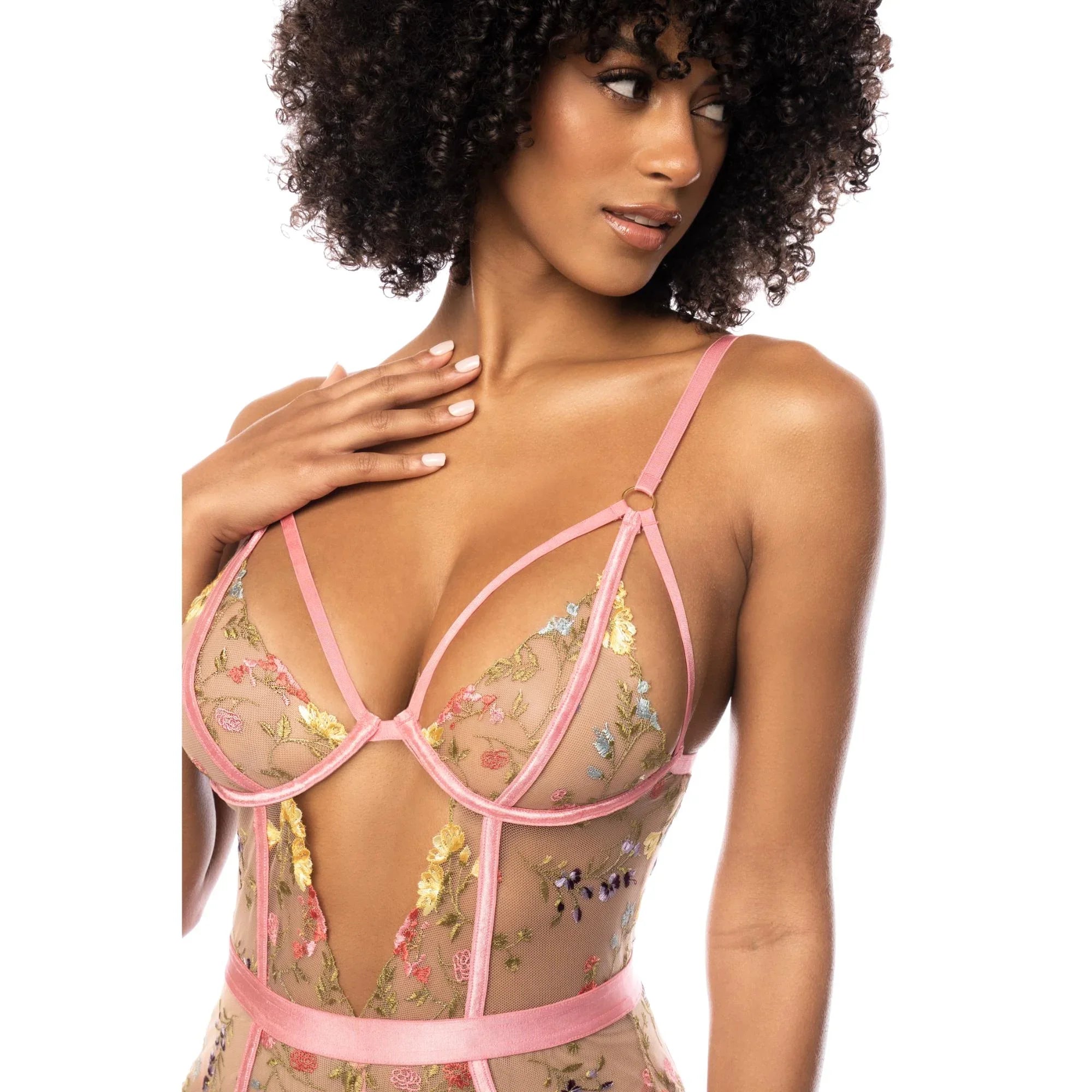 Mapale 2025 Embroidered Lace Bodysuit – Pink Garden