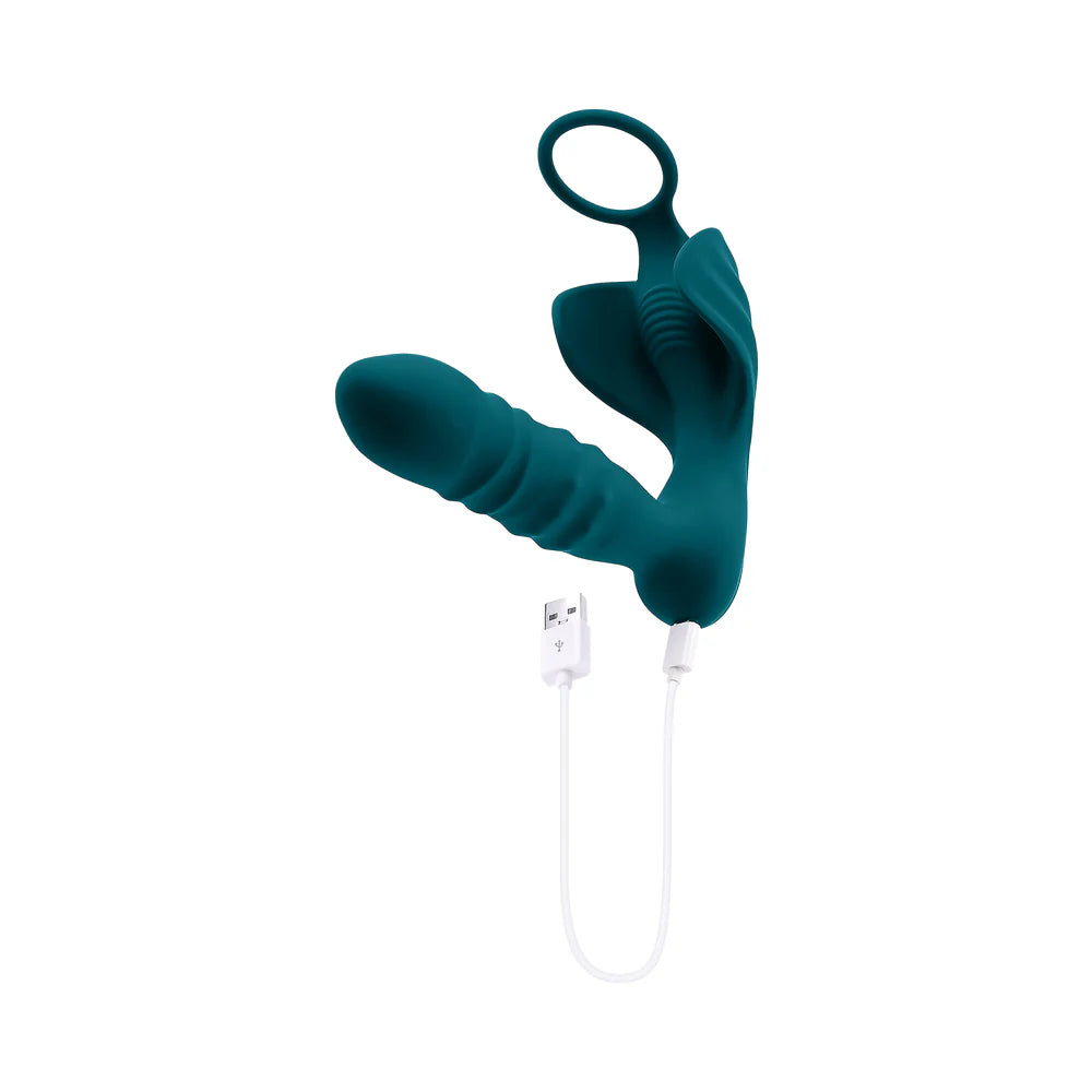 Playboy Bring It On Rechargeable Silicone Thrusting Anal Plug with Vibrating Ball Cradle