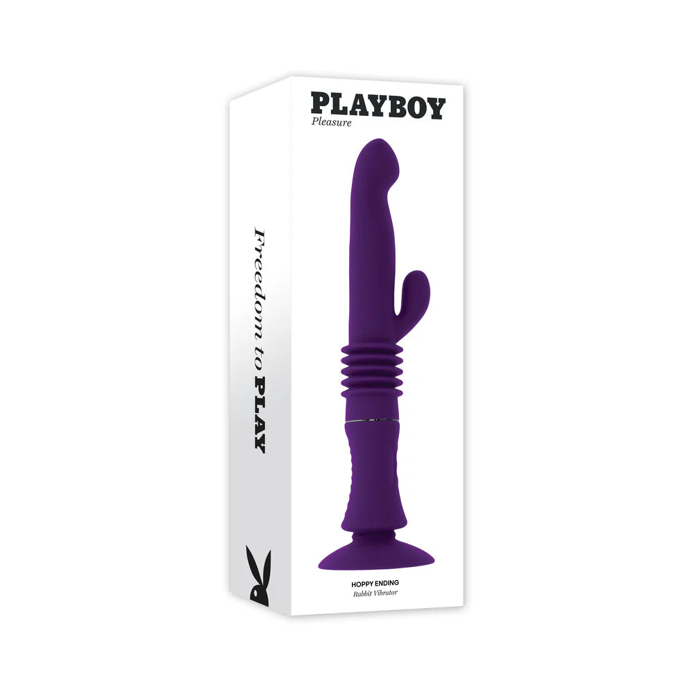 Playboy Hoppy Ending Rechargeable Silicone Thrusting Rabbit Vibrator