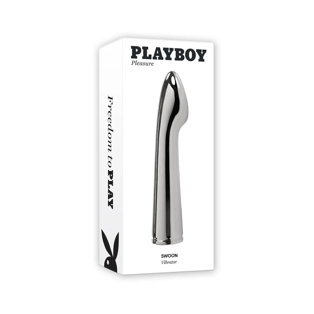 Playboy Swoon Rechargeable Vibrator Aluminum Platinum
