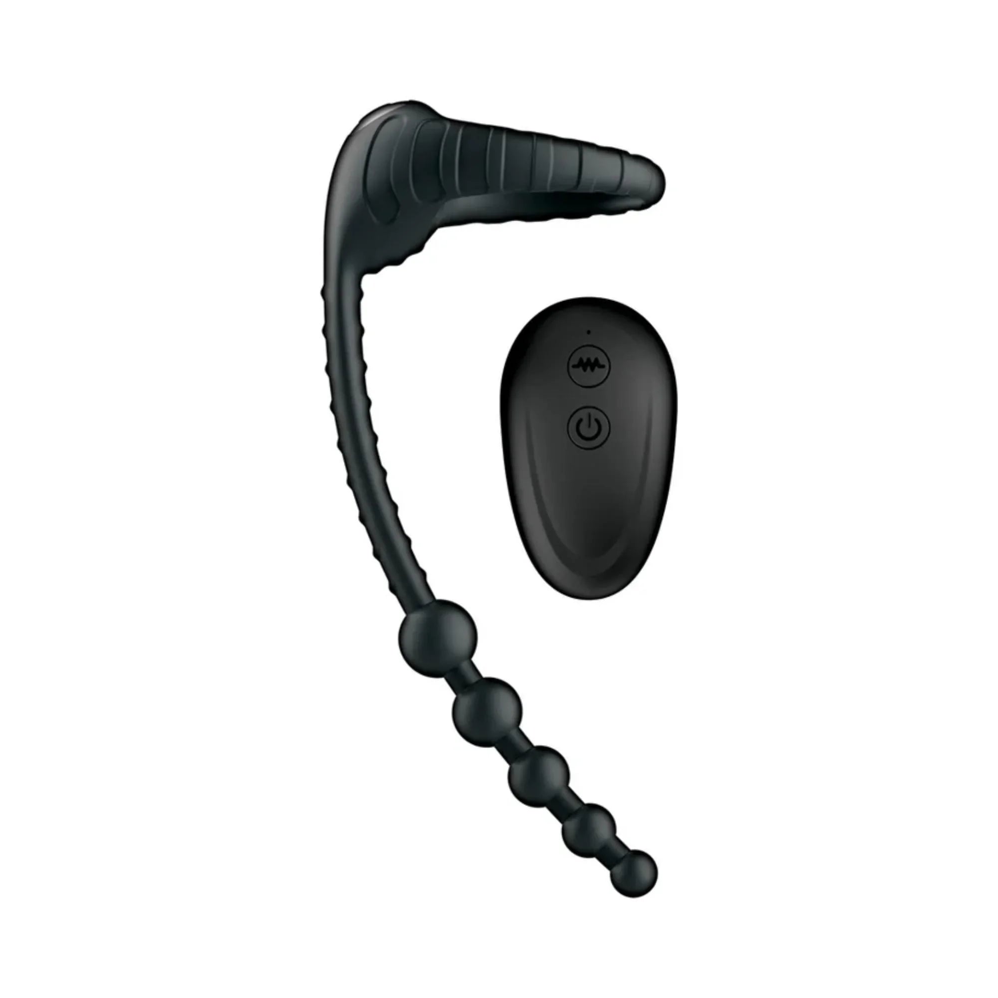 Atomic Dual Delight Rechargeable Silicone Cock Ring with Anal Beads – Dual-Action Pleasure with Remote Control