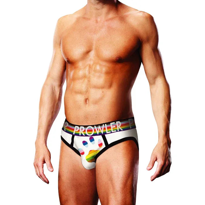 Prowler White Oversized Paw Brief - White/Rainbow