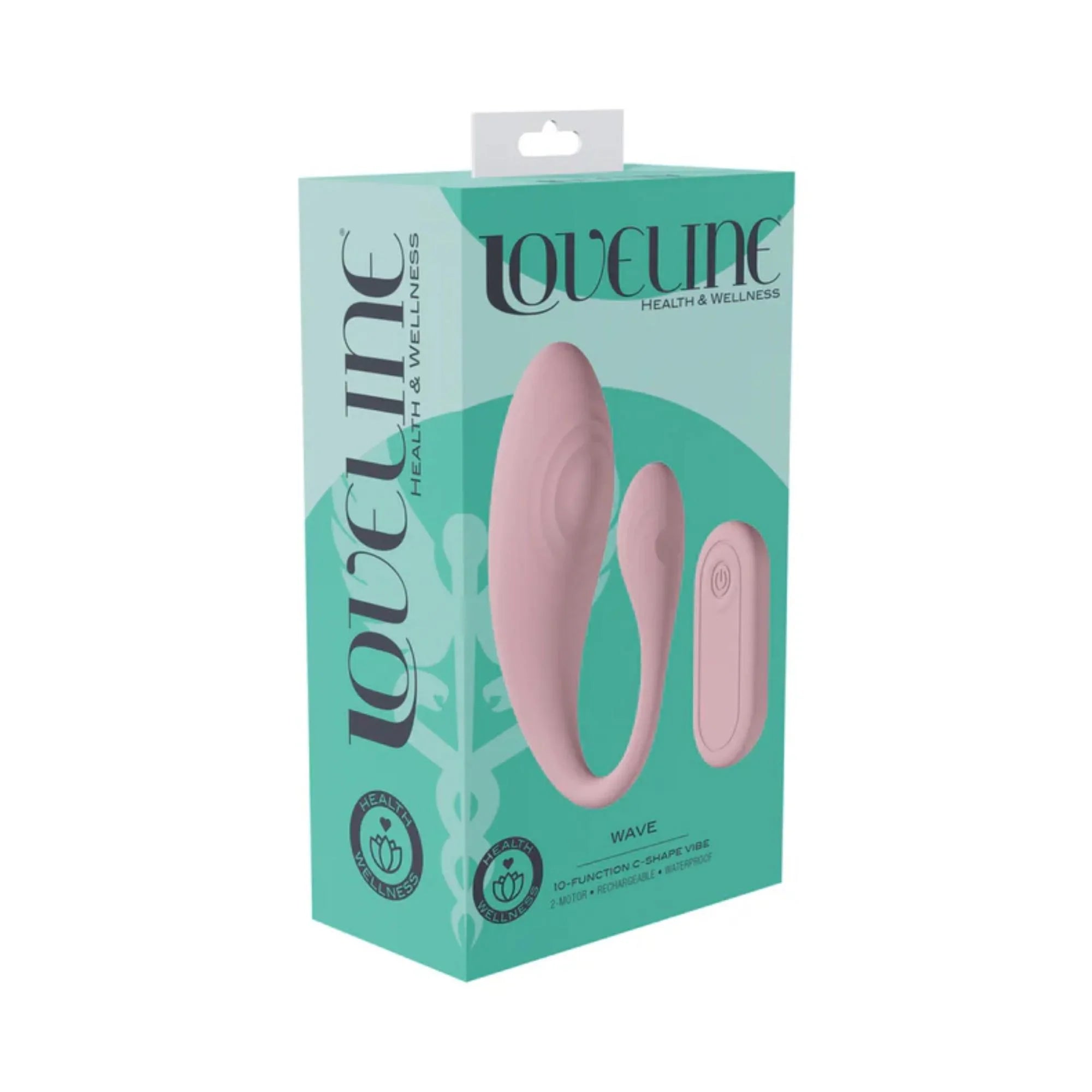 Loveline Wave C-Shape Vibe 10 Function Silicone Rechargeable Vibrator with Remote Control