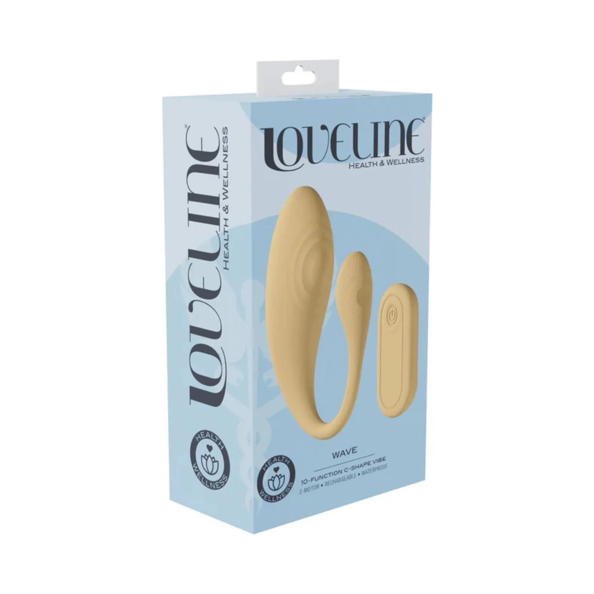 Loveline Wave C-Shape Vibe 10 Function Silicone Rechargeable Vibrator with Remote Control