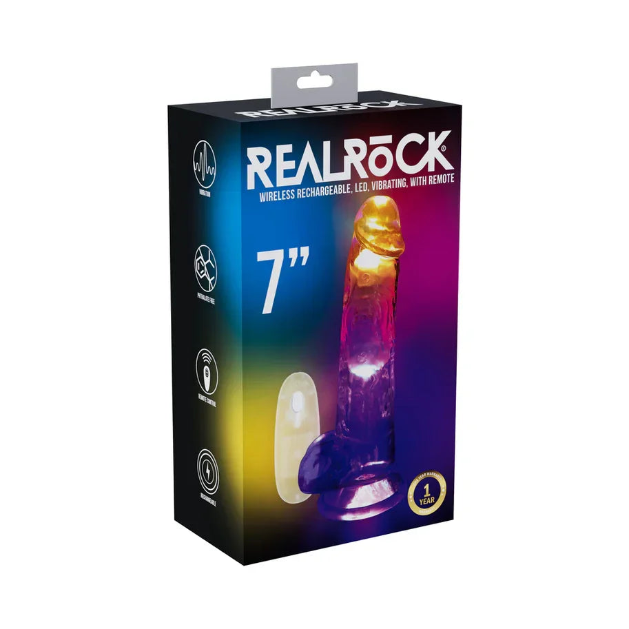 RealRock Rechargeable Dildo with Balls and Remote Control 7in