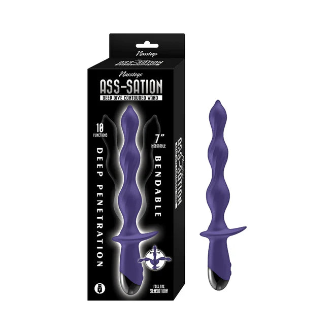 Nasstoys Ass-Sation Deep Dive Contoured Wand – Rechargeable 10-Mode Silicone Anal Vibrator