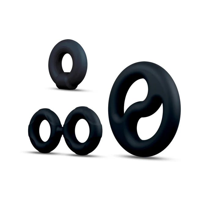 Performance Plus Throttle Silicone Cock Ring Set (3 Piece) – Stretchy Silicone Rings & Ball Stretcher