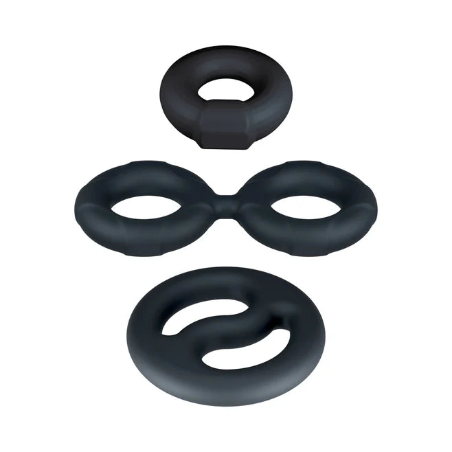 Performance Plus Throttle Silicone Cock Ring Set (3 Piece) – Stretchy Silicone Rings & Ball Stretcher