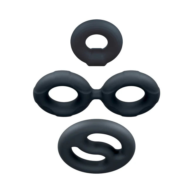Performance Plus Throttle Silicone Cock Ring Set (3 Piece) – Stretchy Silicone Rings & Ball Stretcher