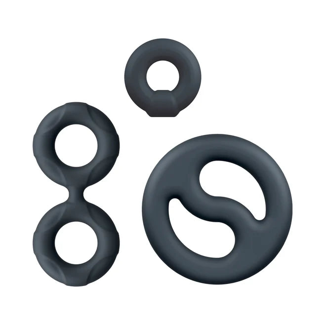 Performance Plus Throttle Silicone Cock Ring Set (3 Piece) – Stretchy Silicone Rings & Ball Stretcher
