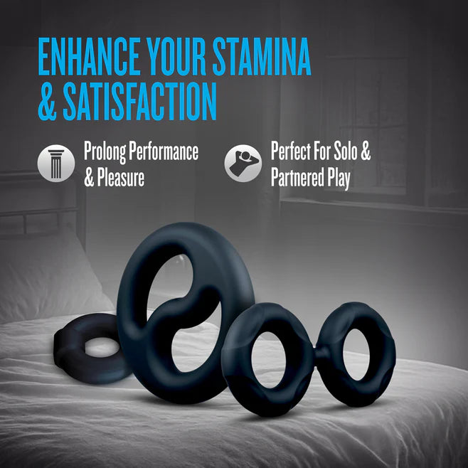 Performance Plus Throttle Silicone Cock Ring Set (3 Piece) – Stretchy Silicone Rings & Ball Stretcher