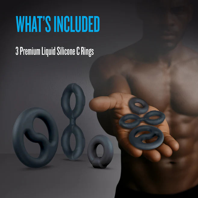 Performance Plus Throttle Silicone Cock Ring Set (3 Piece) – Stretchy Silicone Rings & Ball Stretcher