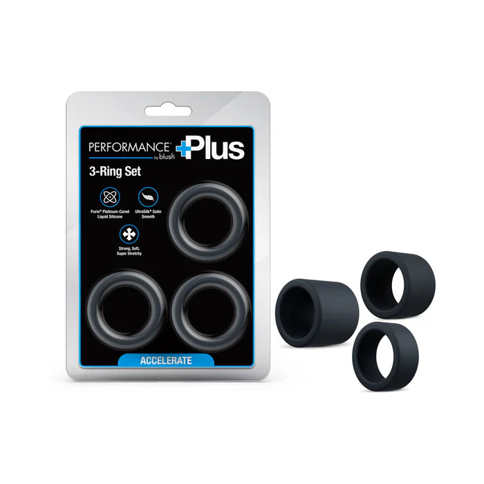 Performance Plus Accelerate Silicone Cock Ring Set (3 Piece)