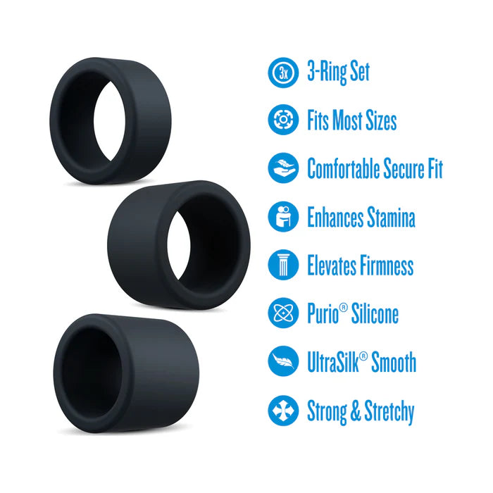 Performance Plus Accelerate Silicone Cock Ring Set (3 Piece)