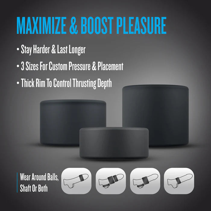 Performance Plus Accelerate Silicone Cock Ring Set (3 Piece)