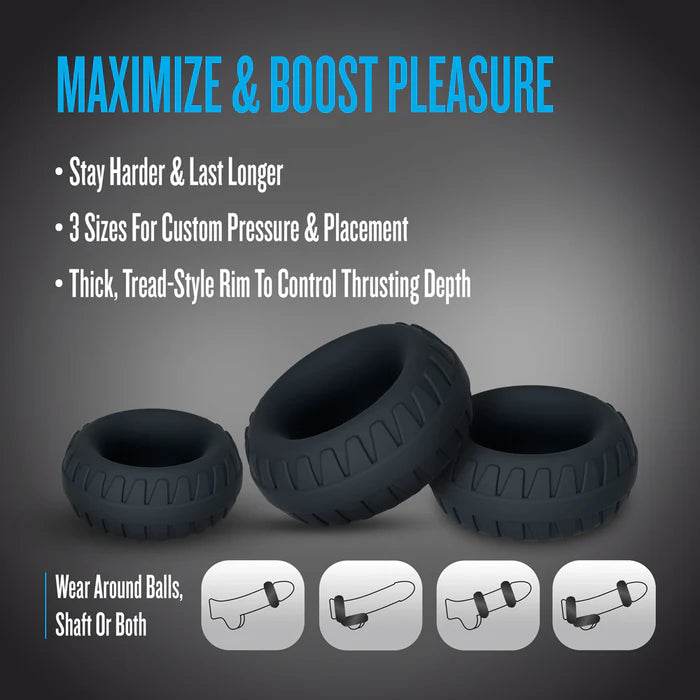 Performance Plus Drift Silicone Cock Rings (3 Piece Set)