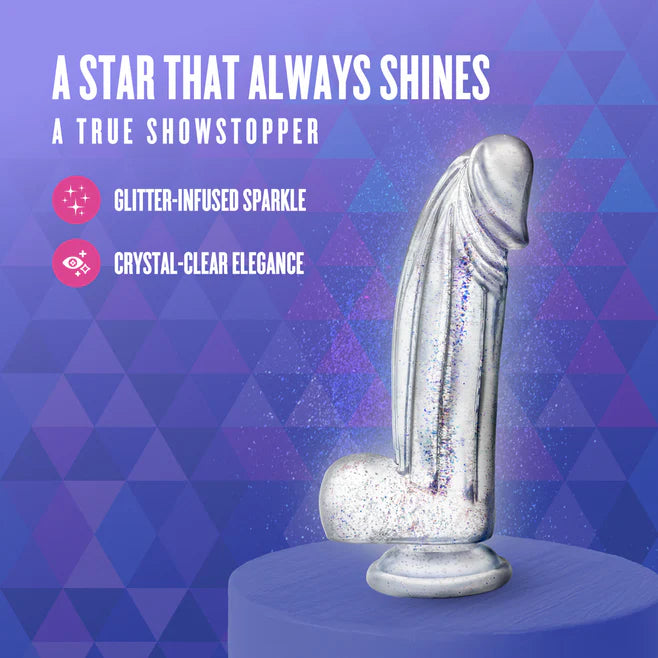 Naturally Yours Bling Glitter Silicone Dildo with Balls 7.5” – Suction Cup & Harness Compatible