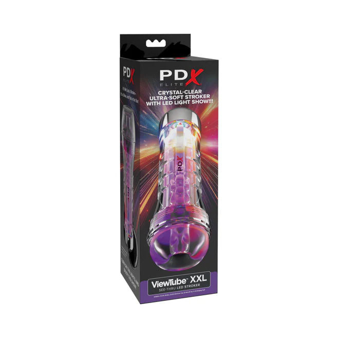 PDX Elite ViewTube XXL See-Thru LED Stroker – Clear Tunnel with LED Light Show