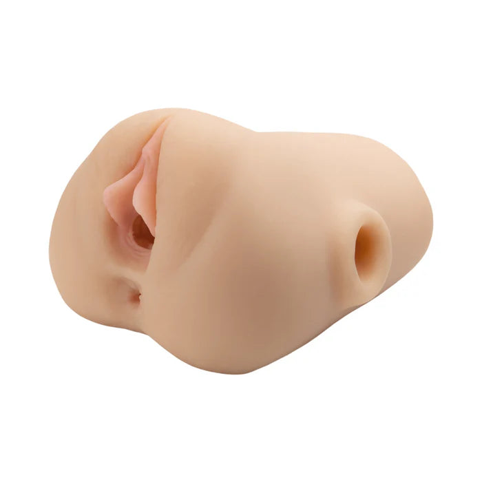 PDX Plus Double Pounder Vibrating Squeeze Stroker - Pussy & Ass