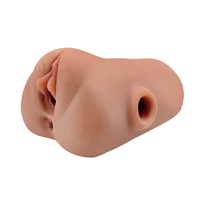 PDX Plus Double Pounder Vibrating Squeeze Stroker - Pussy & Ass