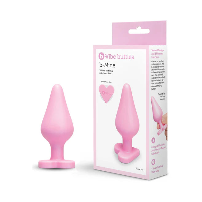 b-Vibe Butties b-Mine Heart Base Silicone Butt Plug – Beginner Anal Plug