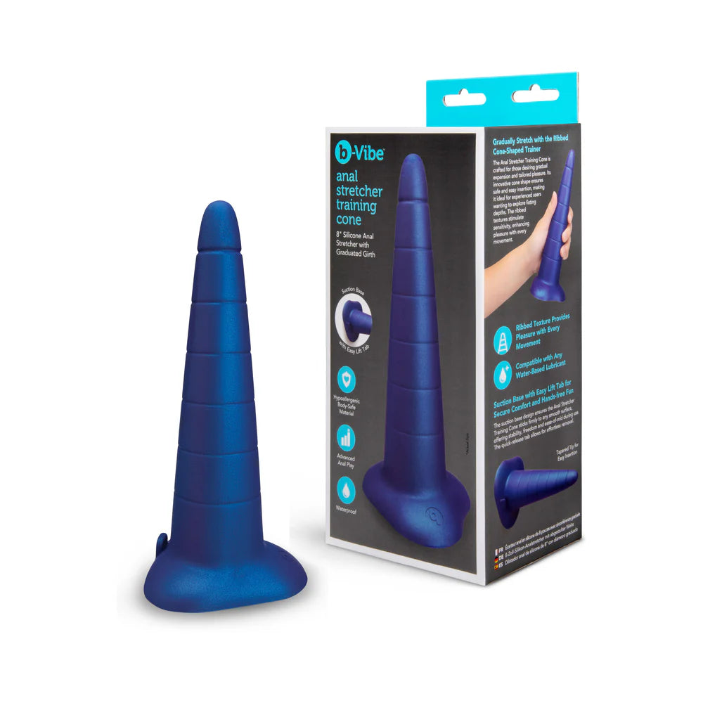 b-Vibe Anal Stretcher Training Cone – Ribbed Silicone Trainer with Suction Base