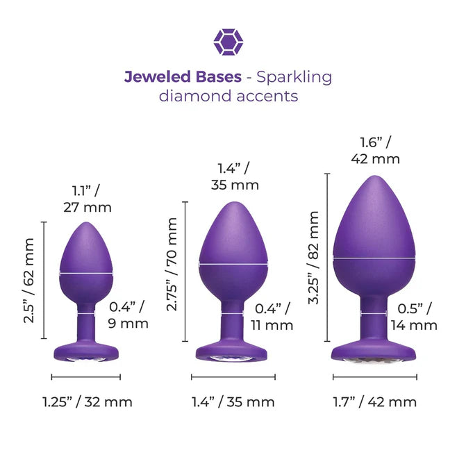 b-Vibe Jewel Butties Bundle Silicone Anal Plug Set (3-Piece) – Luxury Anal Training Set