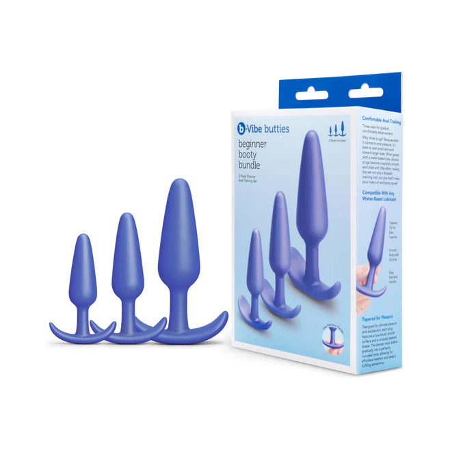 B-Vibe Butties Beginner Booty Bundle – 3-Piece Silicone Anal Plug Training Set