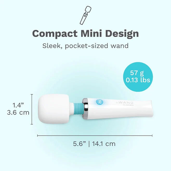 Le Wand Classique Mini Wand Massager – Rechargeable Compact Vibrating Wand